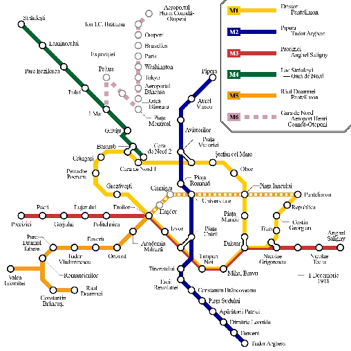 Bucharest Metro system map